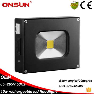 New Design IP44 10W Portable Rechargeable Outdoor LED Spot Camping Flood light With 4000mAh Battery