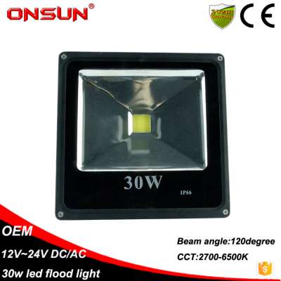 30W 12V AC or DC LED Flood Light Waterproof Daylight White Outdoor Lights 800lm Spotlight Lamp 80w Halogen Bulb Equivalent Black