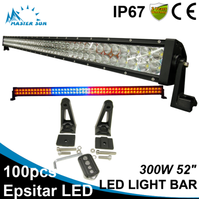 Waterproof 52inch 300w RGB led tractor work light car multi color led light bar off road led light bar